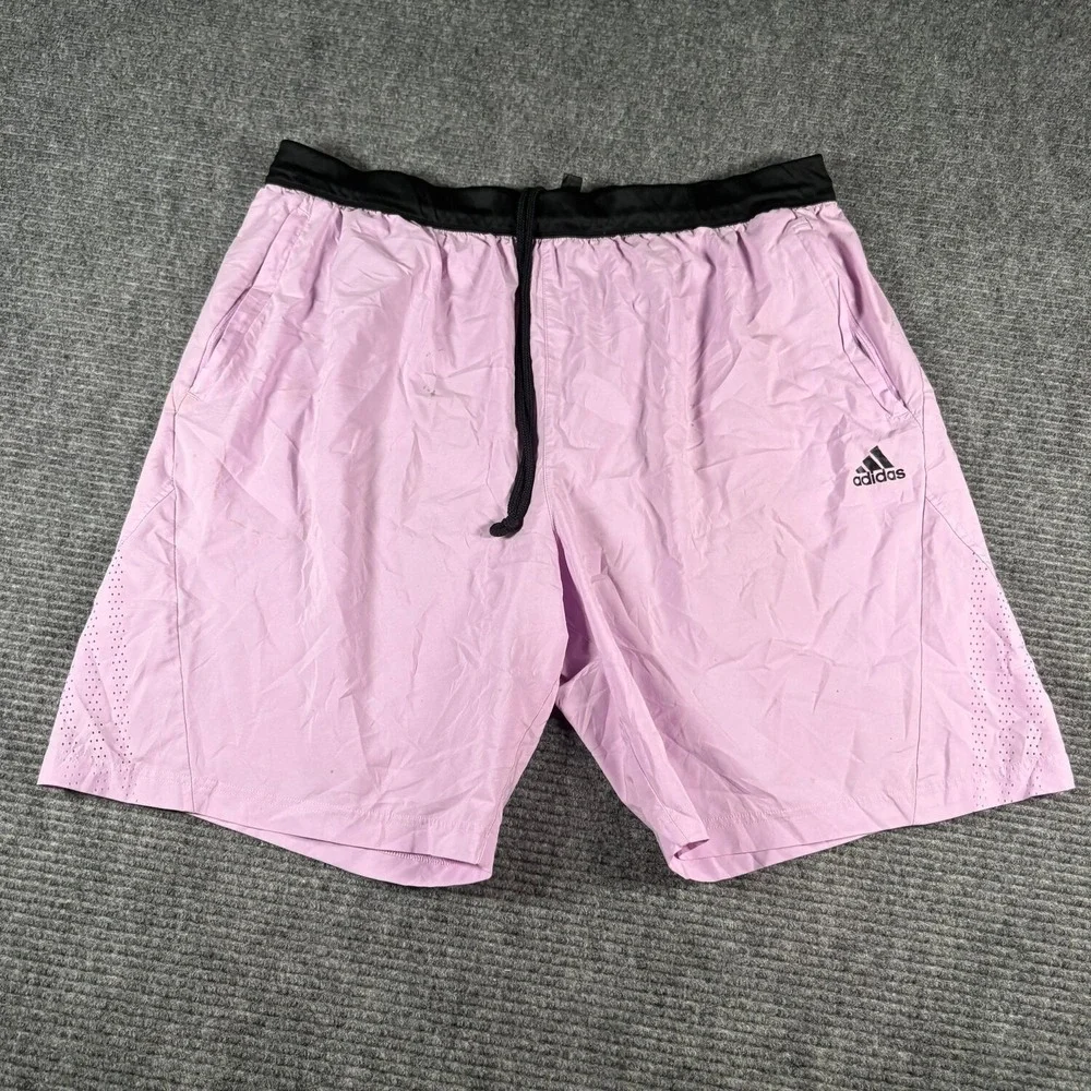 Adidas Athletic Shorts Mens 2XL Purple Good Zipper Pockets Drawstring